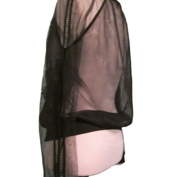 NWT Endless Rose NWT Black Floral Lace Mesh Zip Up Light Weight Jacket-Small - Picture 4 of 10